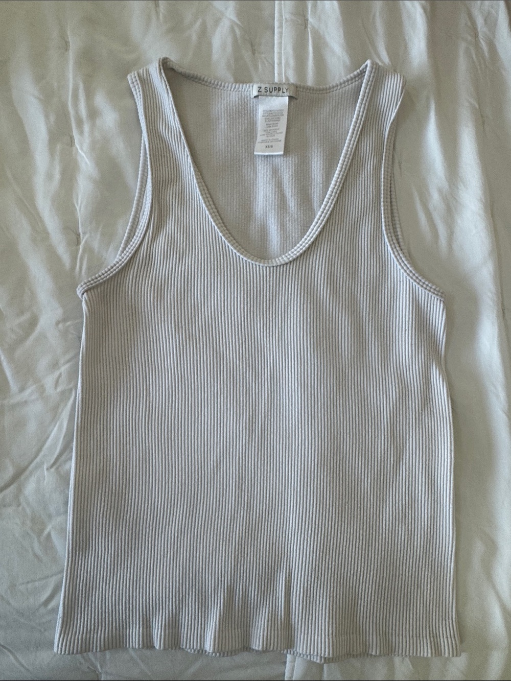 Z Supply Ribbed Scoop Neck Tank Top - Light Gray
